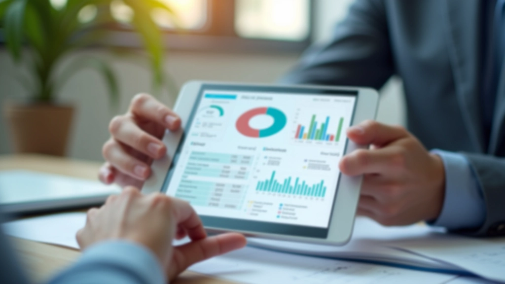 Tableta s prikazom financijskih podataka i grafova, ruke koje čitaju izvještaj